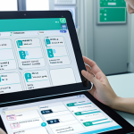 **

Prompt: Modern hospital interface with secure data flow. Focus on patient empowerment through accessible medical records on a tablet. Subtle Japanese design elements, soft lighting. Concept: Data sovereignty.

**