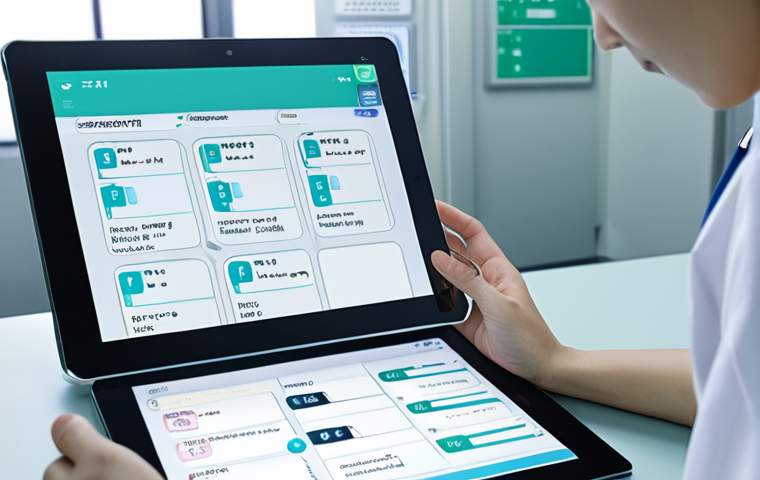 **

Prompt: Modern hospital interface with secure data flow. Focus on patient empowerment through accessible medical records on a tablet. Subtle Japanese design elements, soft lighting. Concept: Data sovereignty.

**