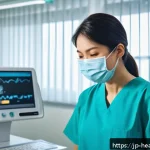 의료기록의 표준화와 탈중앙화의 연계 - A modern hospital interior scene showing diverse healthcare professionals&mdash;doctors and nurses&mdash;collabo...